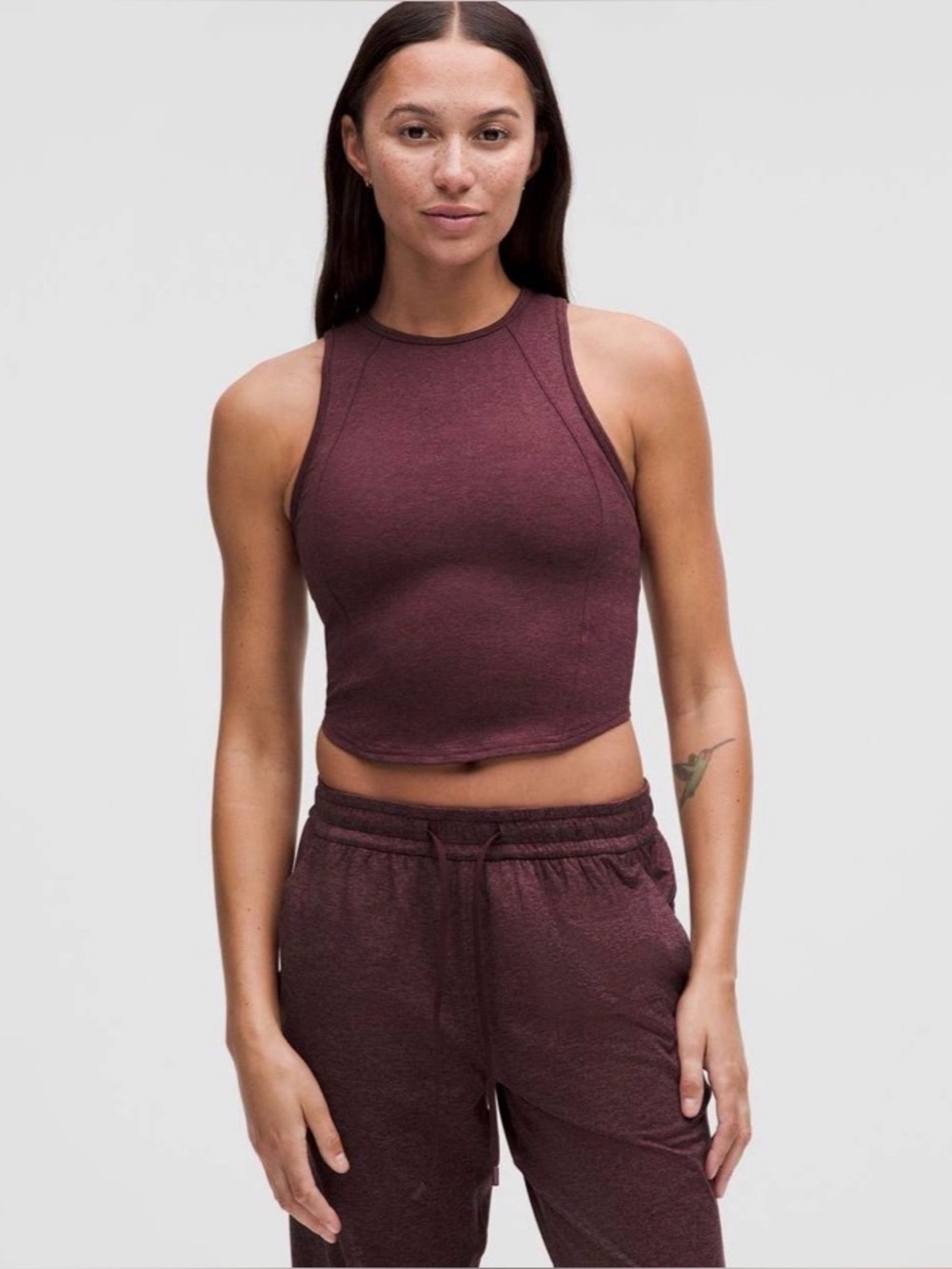 Lululemon Soft Sueded Crewneck Cropped Tank Top - Garnet - Sz 4 - Excellent Cond